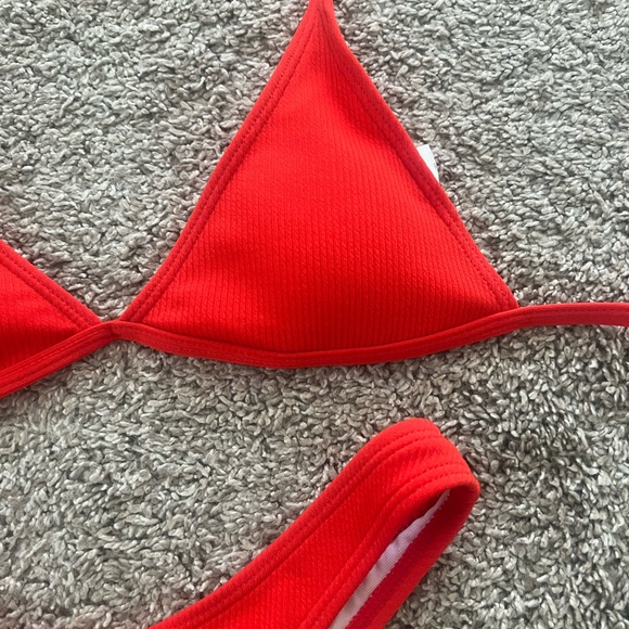 Women’s Ripped Triangle Red Bikini Set - Picture 2 of 2